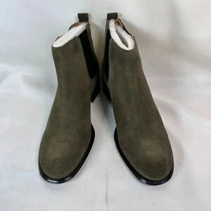 Nine West Jara Chelsea Size 5.5 Women Suede Boots Green Pull On Comfort Casual